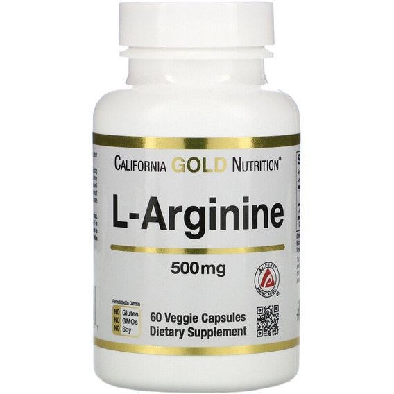 Аргінін California Gold Nutrition L-Arginine AjiPure 500 мг 60 Veg Caps