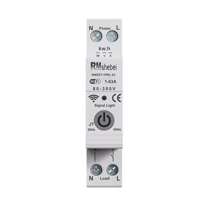 Выключатель умный ZigBee RMshebei с полной защитой/счетчиками/таймером 1P+N 1-63A 230V Smart Life/Tuya (RMDZB-1PNL 63JT)