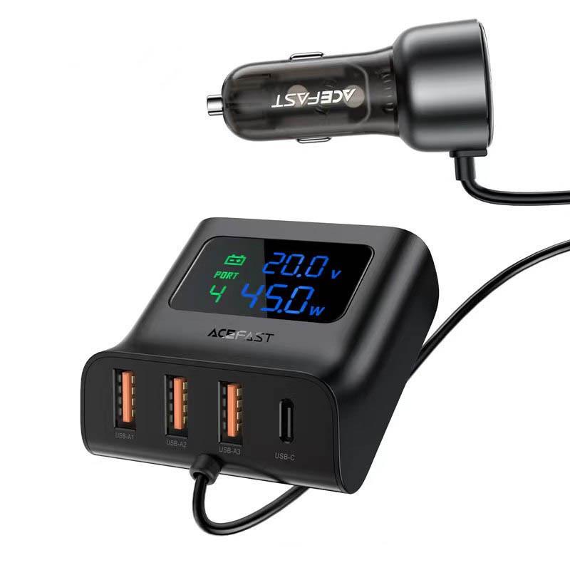 Зарядное устройство для авто Acefast B11 138W Car Charger Splitter with Digital Display Black (00000065899_1)