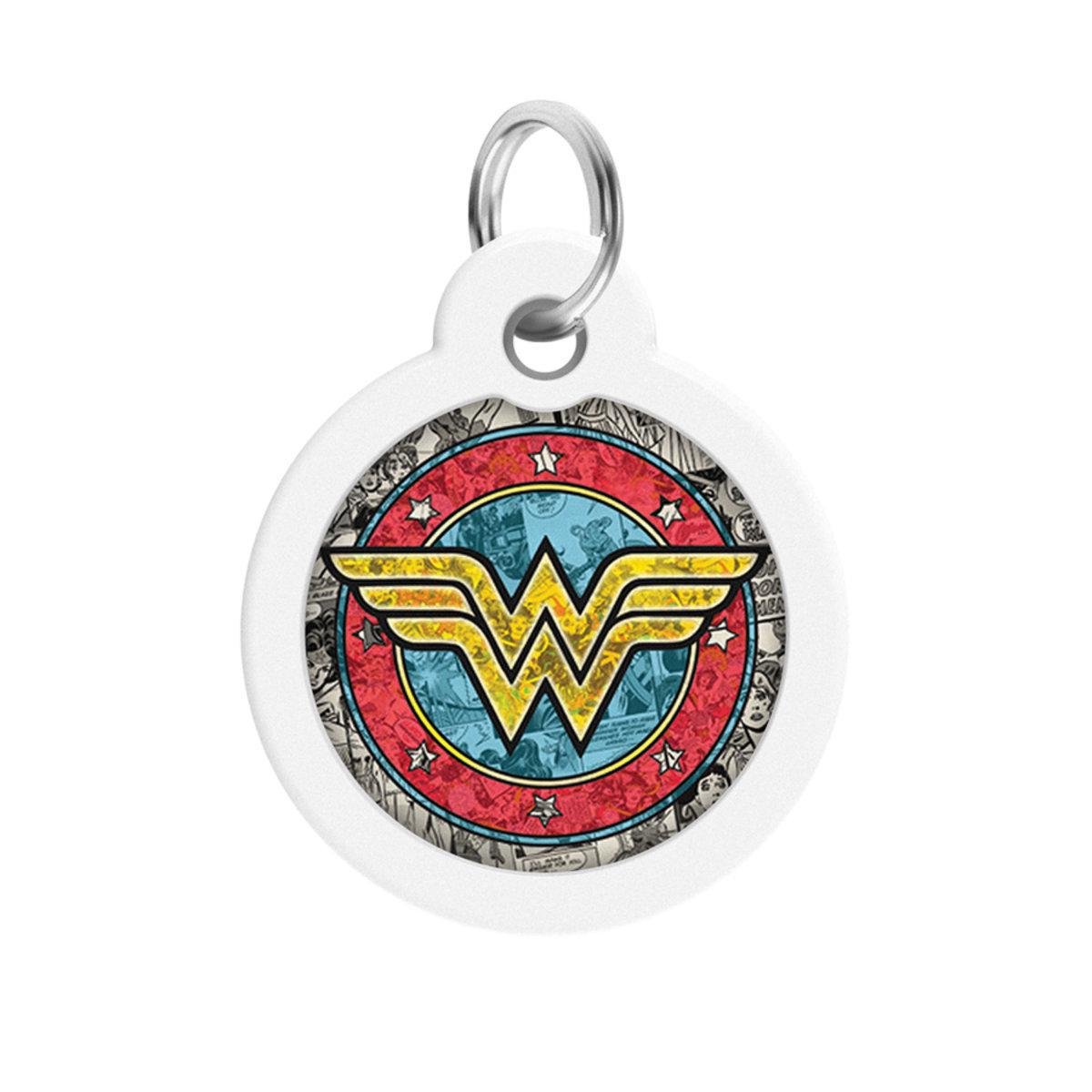 Адресник металлический для собак и кошек Waudog Smart ID Чудо-женщина 2 с QR паспортом круг 30 мм (230-1013 Col)