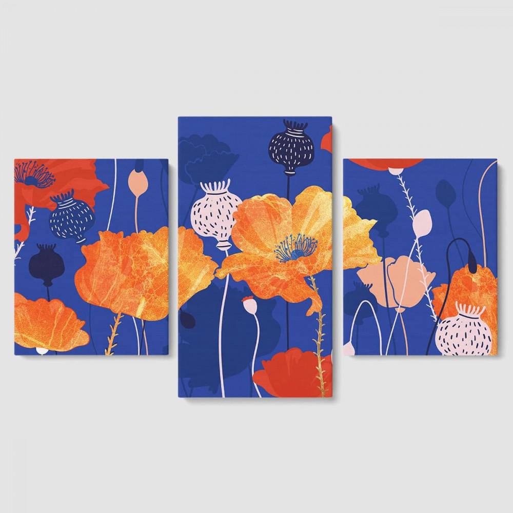 Модульная картина из трех частей Malevich Store Маки 96x60 см (MK322033)