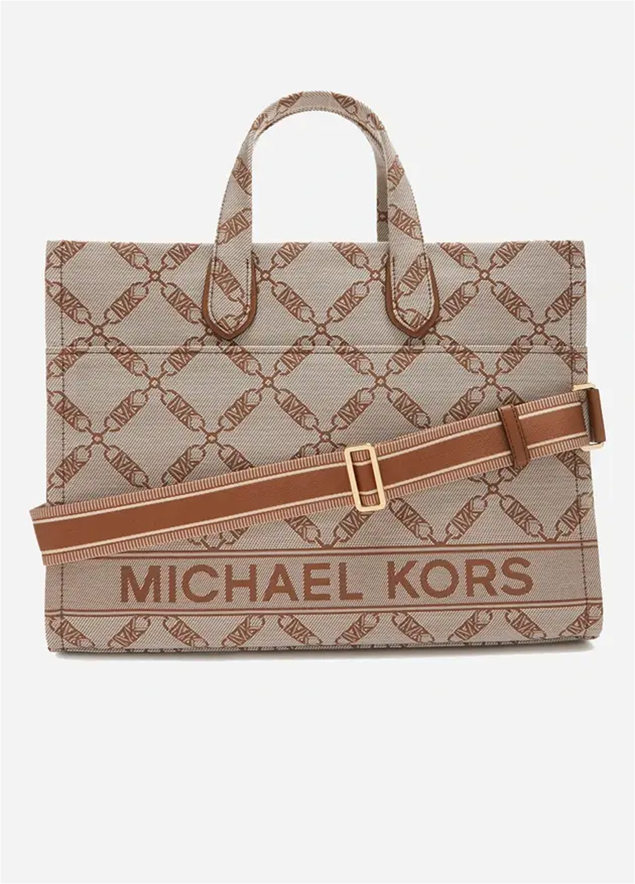 Женская сумка Michael Kors Gigi Small Empire Logo Jacquard Messenger 30S3G3GM5J жаккард Бежевый