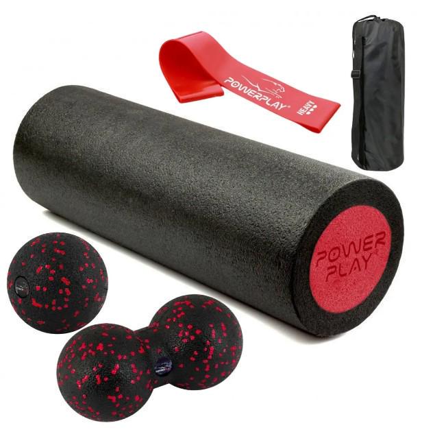 Набор для массажа PowerPlay PP-4095 EPP ролик 45x15 см/2 мяча/резинка 11 кг Red (PP_4095_Red)