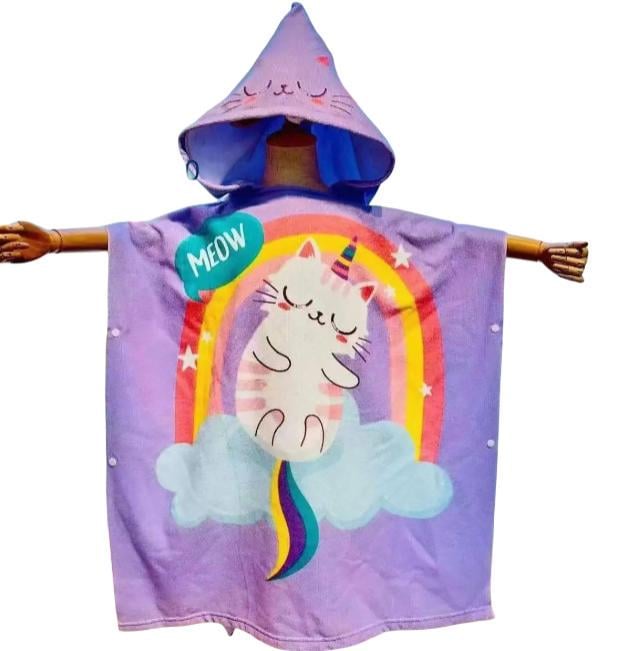 Полотенце банное с капюшоном микрофибра 60x120 см Фиолетовый (П4К-al-poncho25-002)