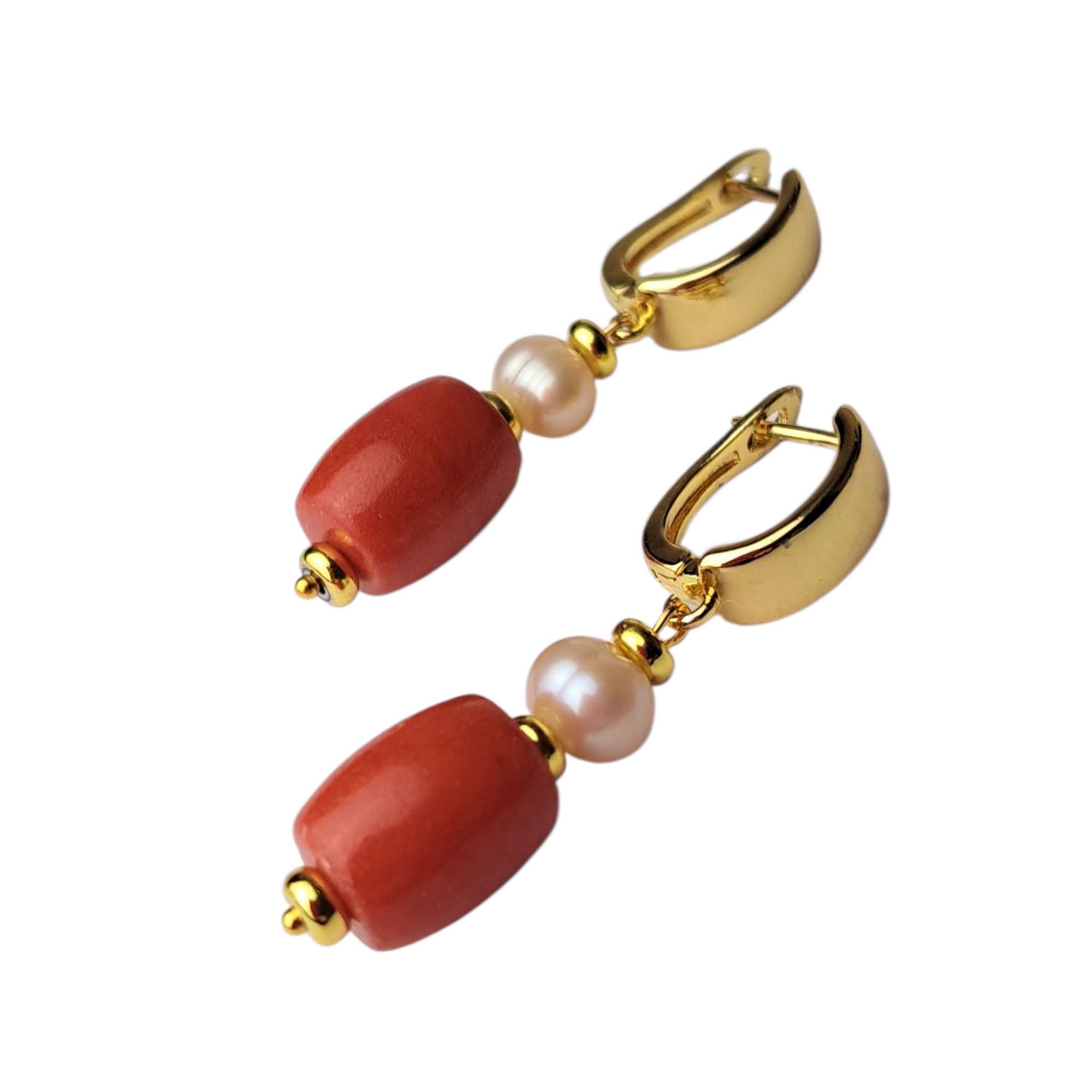 Серьги DARSANA Каравелла из натурального камня коралл/жемчуг (DRSU501991)