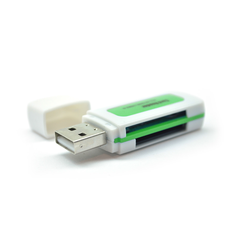 Кардридер универсальный Merlion CRD-5GR 4в1 USB2.0 TF Micro SD MMC Зеленый (6419)