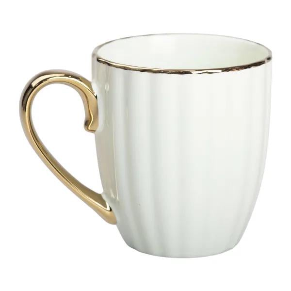 Чашка фарфоровая для горячих напитков с золотой ручкой 420 мл Мятный (RX-N240629M)