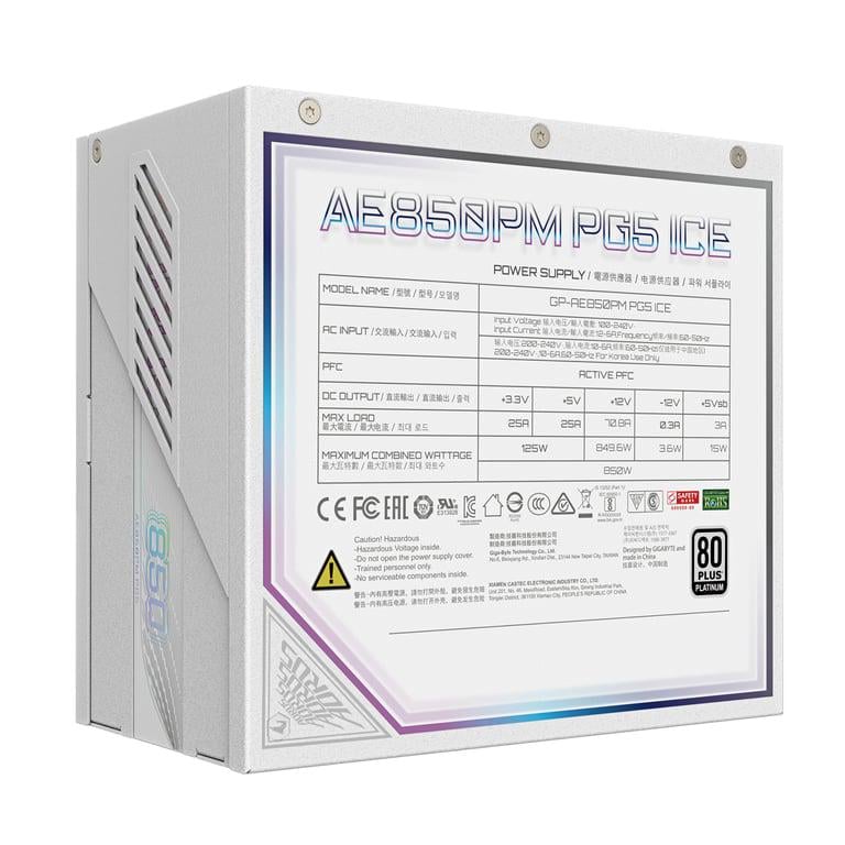 Блок живлення Gigabyte AE850PM PG5 850W White (GP-AE850PM PG5 ICE) - фото 3 Блок живлення Gigabyte AE850PM PG5 850W White (GP-AE850PM PG5 ICE) - фото 3