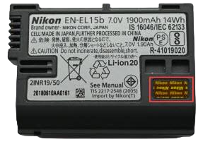 Акумулятор камер Nikon 1 V1 Z6 Z7 Z6 II Z7 II EN-EL15B - фото 2