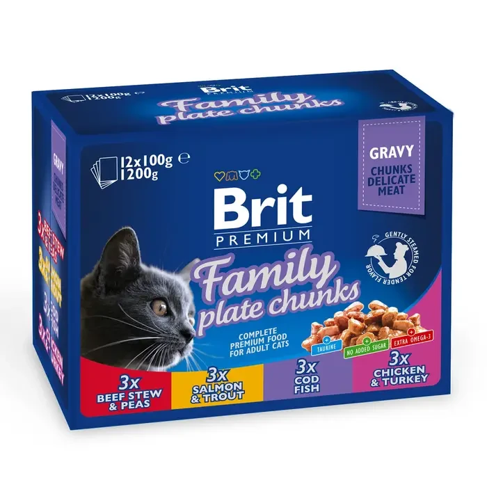 Вологий корм для котів Brit Premium Cat Family Plate pouches 1200 г (100278/506255)