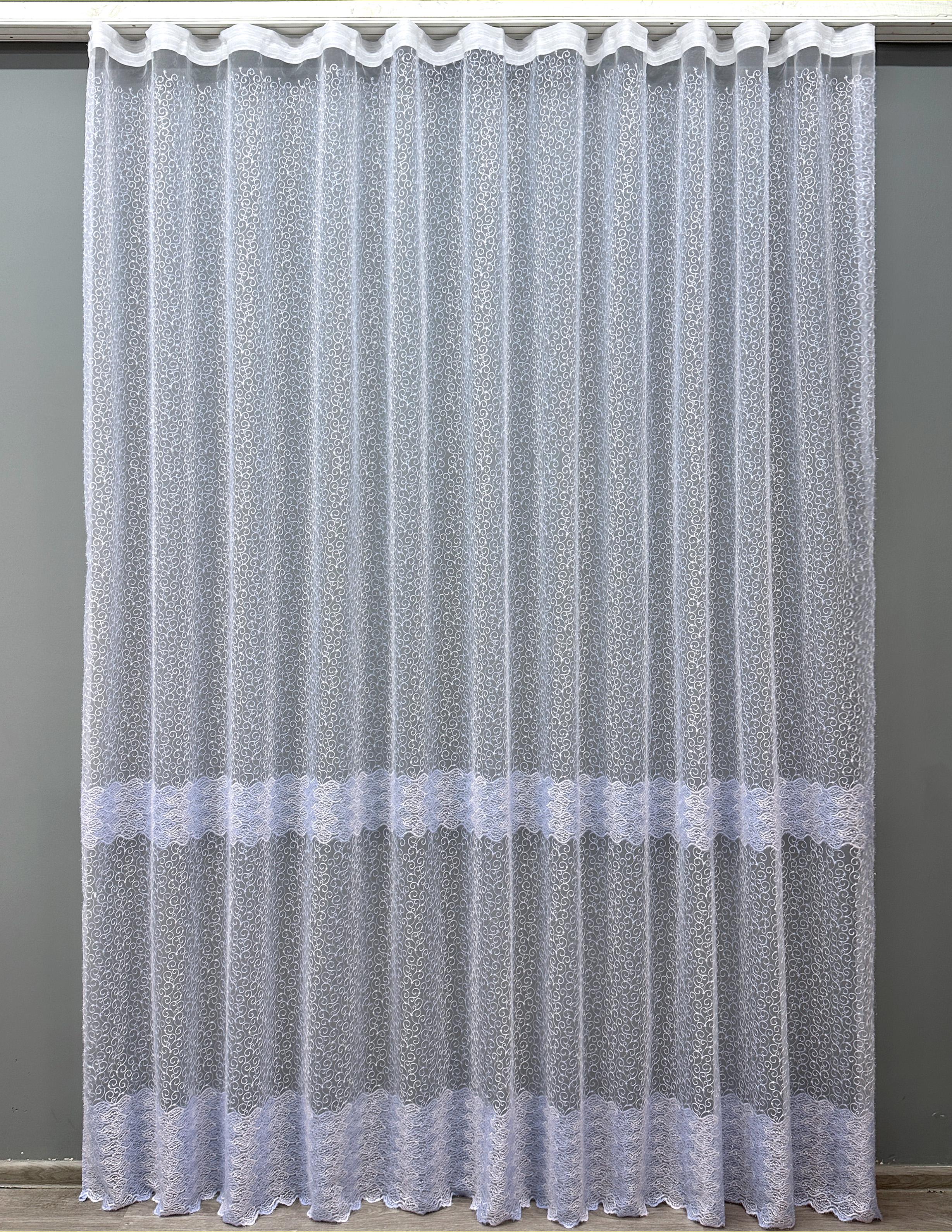 Тюль VR-Textil 1686т Органза с вышивкой и люрексом 300х270 см Голубой/Белый (42-0725)