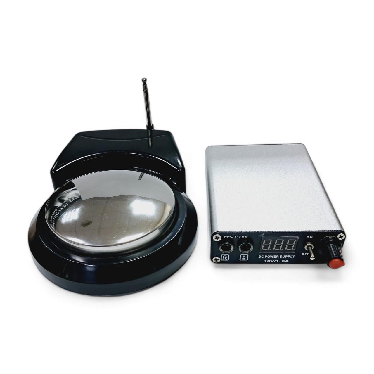 Блок питания для тату машинки прямоугольный металлический с электронным табло в комплекте с радио педалью (PS1061A)