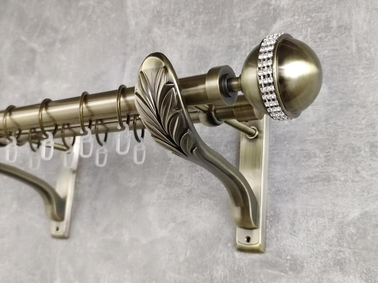 Карниз MStyle металлический для штор двухрядный Авея 25/19 мм гладкий 200 см Антик (5010666)