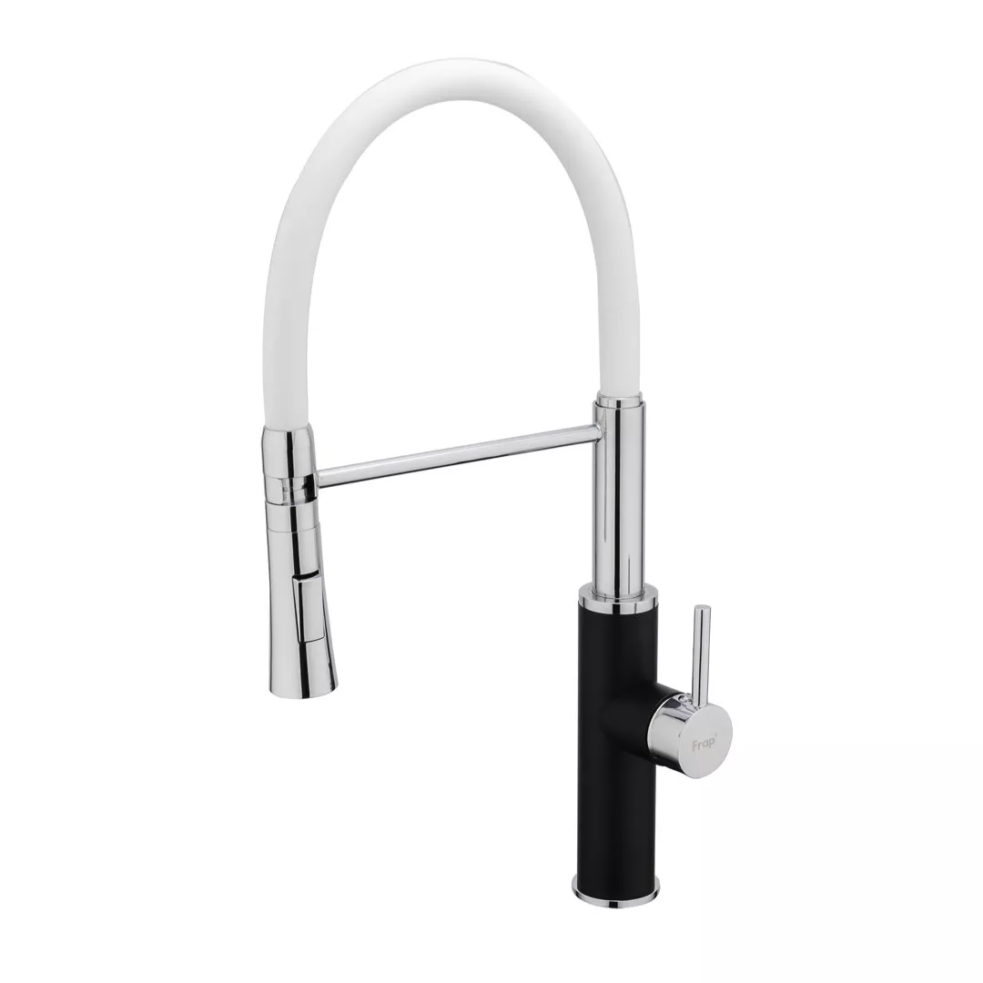 Змішувач кухонний Frap F4452-7 з гнучким виливом 2 режими Чорно/Білий (24582520) Змішувач кухонний Frap F4452-7 з гнучким виливом 2 режими Чорно/Білий (24582520)