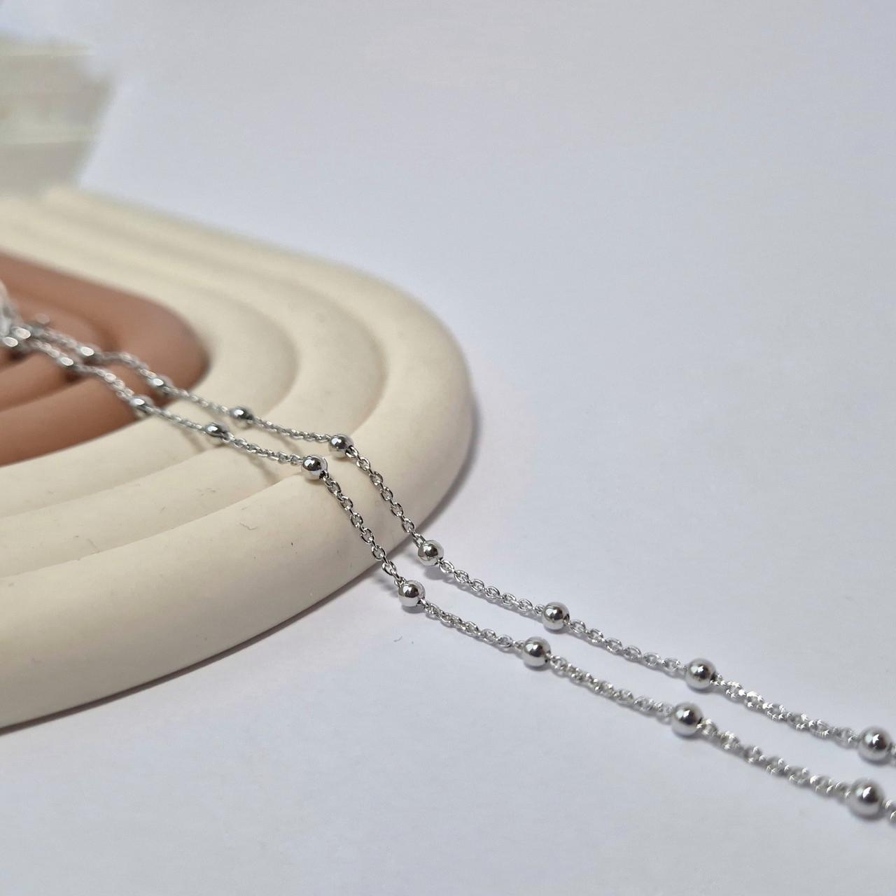 Цепочка якір із кульками срібло 925 проби родоване кольє з кульками 3,30 г 50 см (266р2/50)