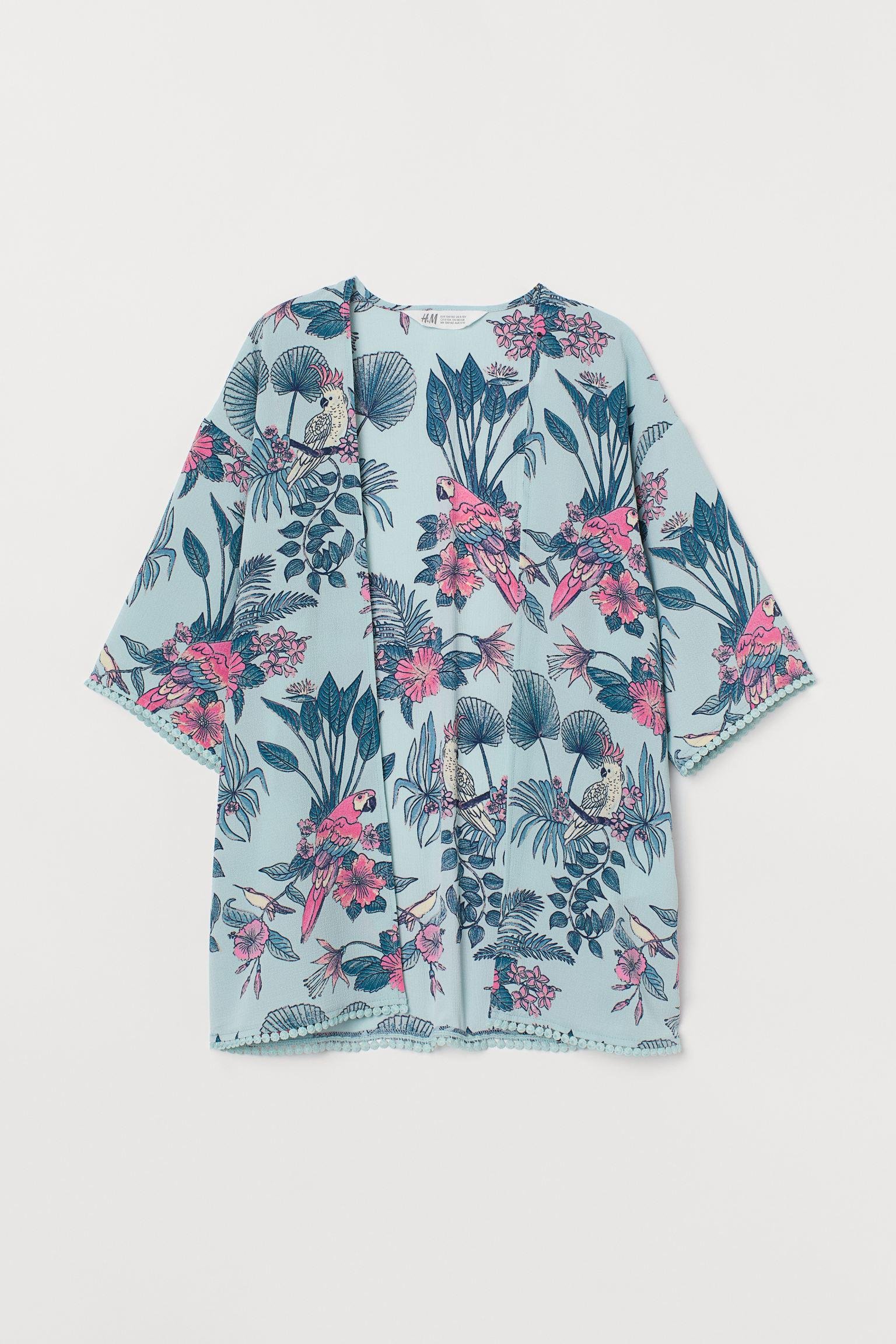 Кардиган H&M квіти 146-152 см Бірюзовий (20058410651)