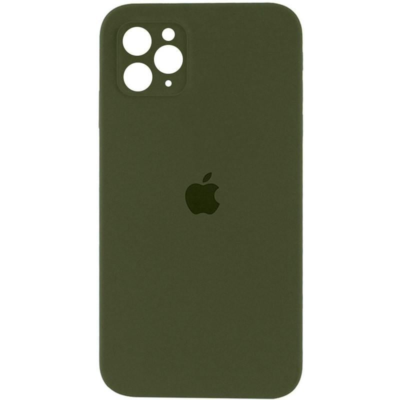 Противоударный чехол Silicone Case Square Full Camera Protective (AA) для Apple iPhone 11 Pro (5.8") Зеленый / Dark Olive