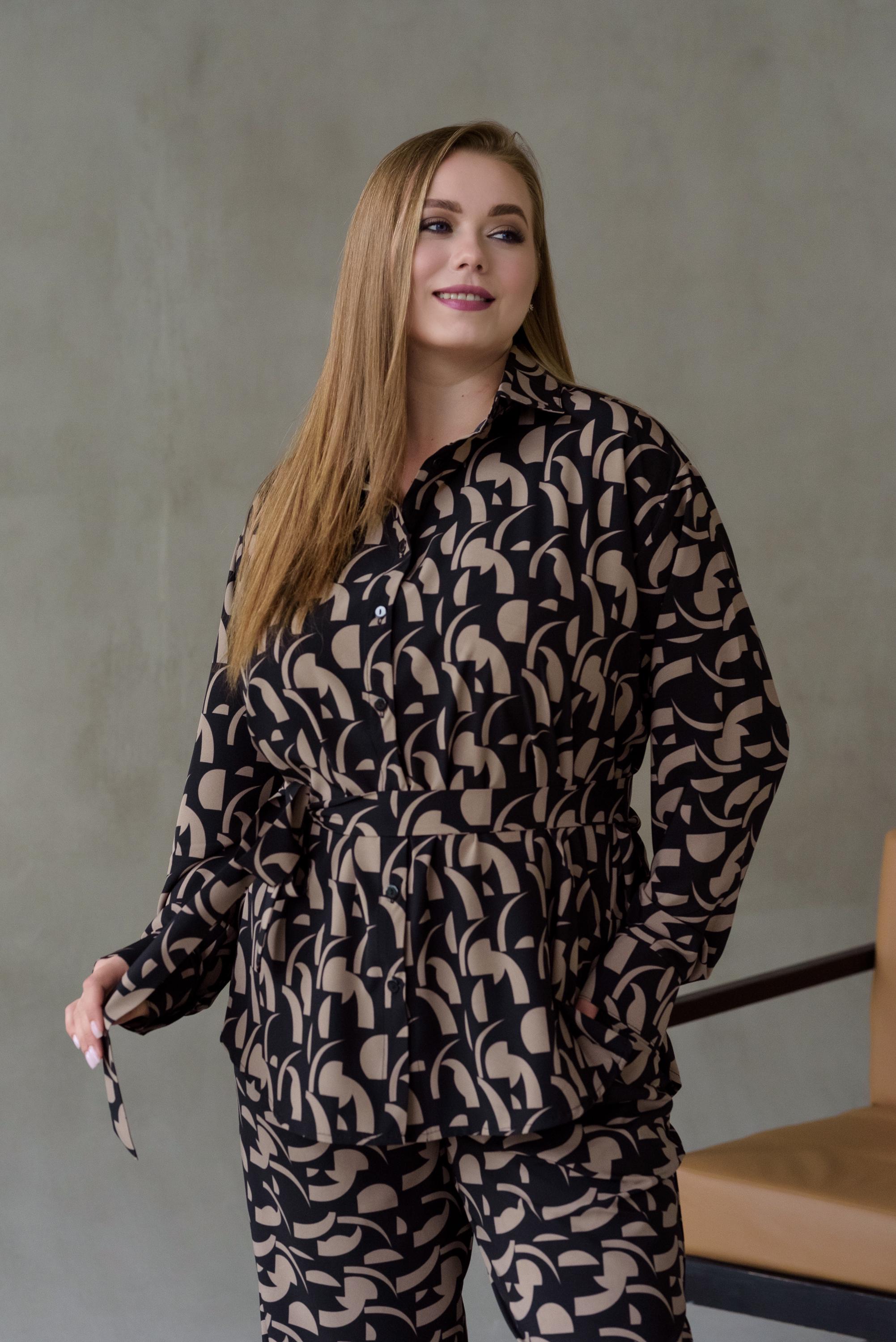 Костюм штапельный женский Риона р. 64 Коричневый - фото 2 Костюм штапельный женский Риона р. 64 Коричневый - фото 2