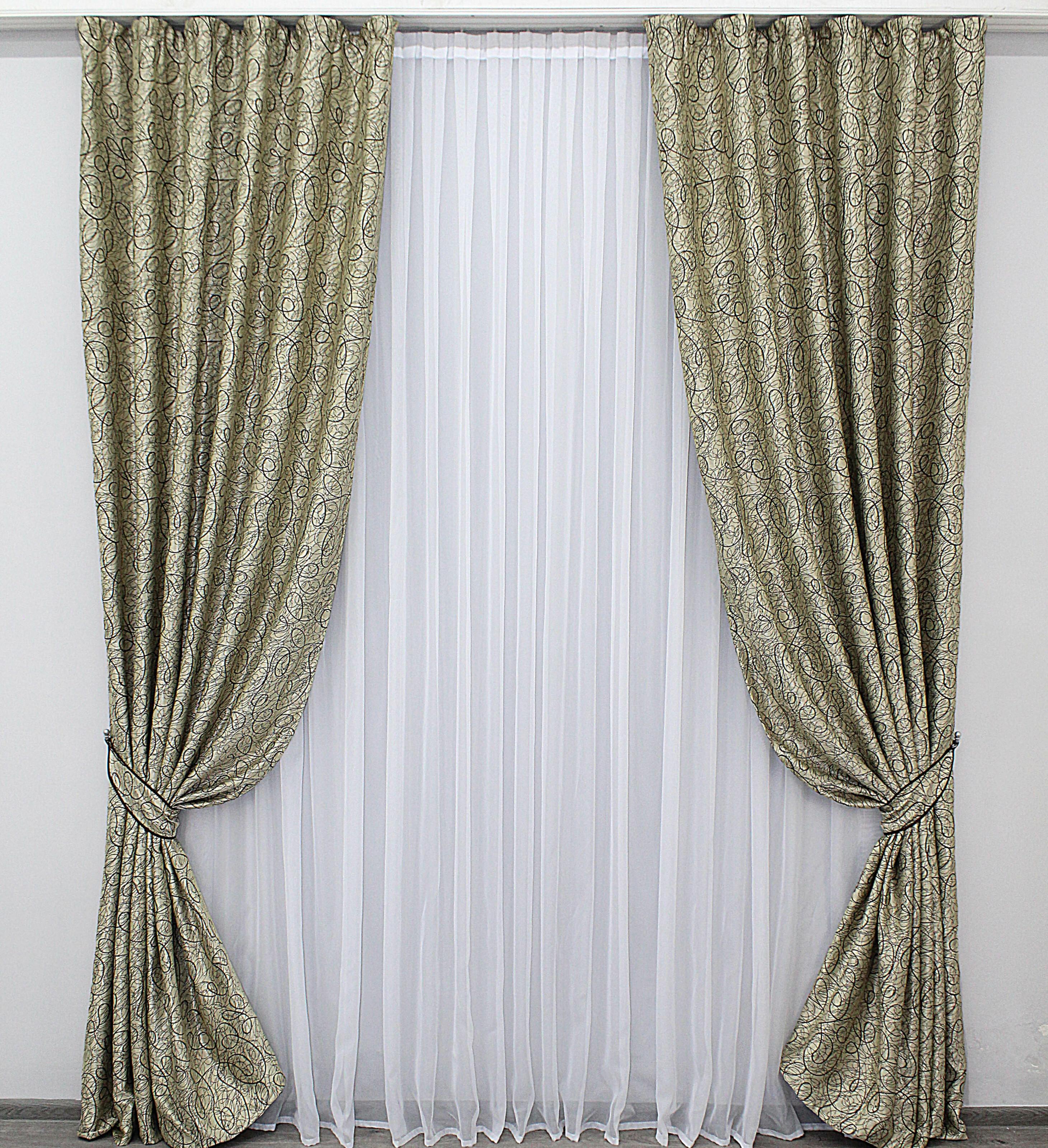 Комплект штор VR-Textil Жаклин № 646ш Б 100х270 см 2 шт. Бежевый (31-088)