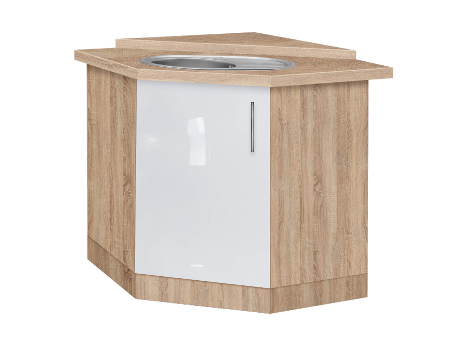 Тумба кутова кухонна №1 МАКСІ-МЕблі овальна сатин зі стільницею 1-ї категорії Дуб сонома/Білий гладкий (5103460)