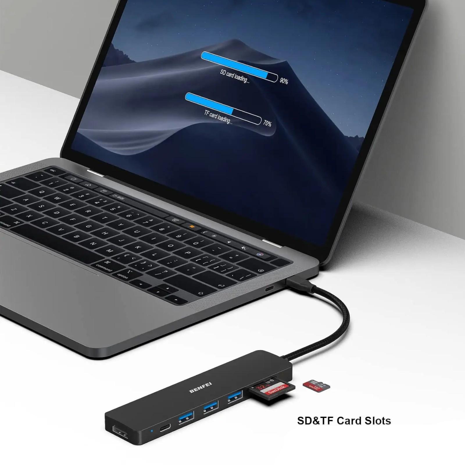 Хаб USB Type-C 7в1 3хUSB 3.0 HDMI SD TF Type-C PD (01_K05020213443) - фото 6