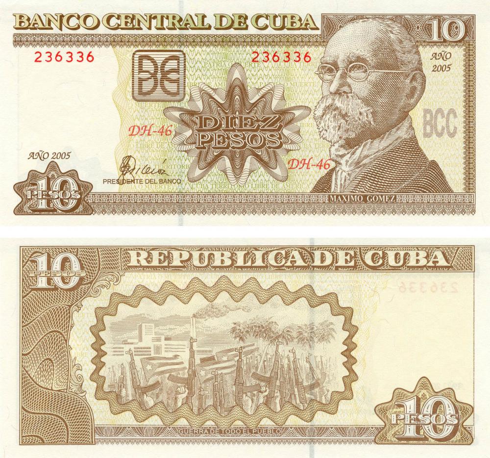 Коллекционная банкнота Куба 10 песо 2005 AU-UNC P117 (Б13504)