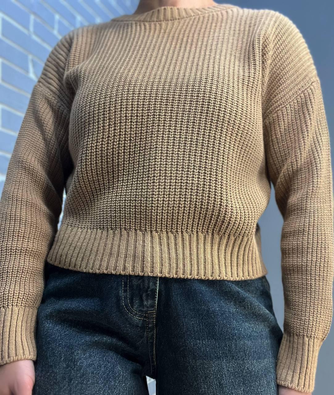 Свитер женский MIX RAY 6716 простой короткий базовый однотонный OS Бежевый (1234) - фото 7