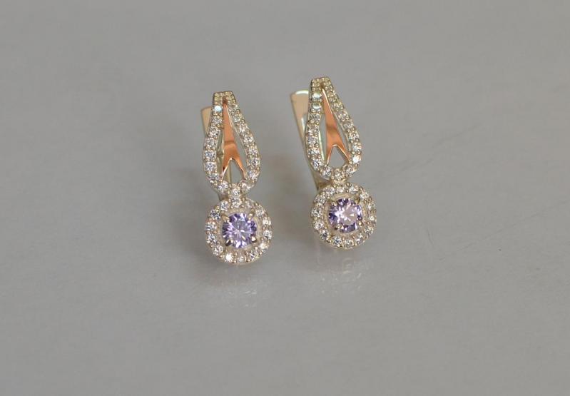 Срібна каблучка Sil з золотими пластинами 135s-3 Фіолет (Sil-1174)