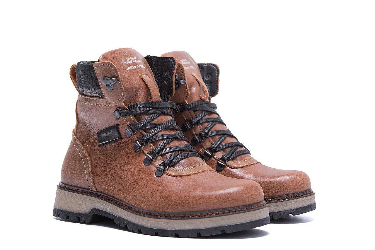 Сапоги мужские зимние кожаные ZG Military Style р. 40 26 см Коричневый (28546176) - фото 2