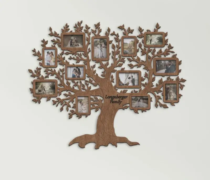 Фотоколлаж настенный Семейное дерево ручной работы на 12 фото Коричневый (tree_many_leaves_l-1) - фото 3