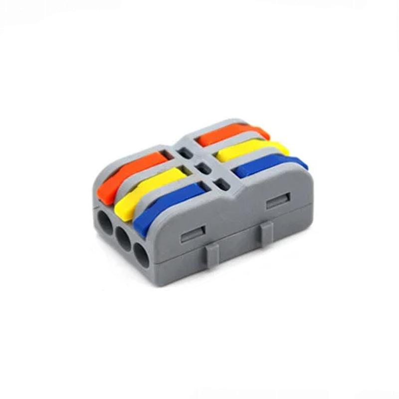 Клемма проходная Tactix 0,08-4 мм2 32А 3х1-3х1 наборная 29,6х22,5х14 мм Разноцветный (SPL-3Mc)