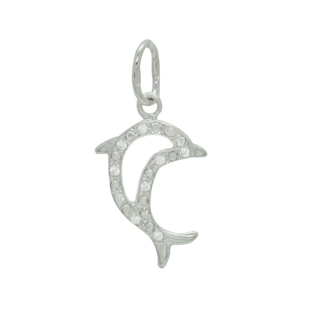 Серебряный подвес с фианитами "Дельфин" (1279323713)