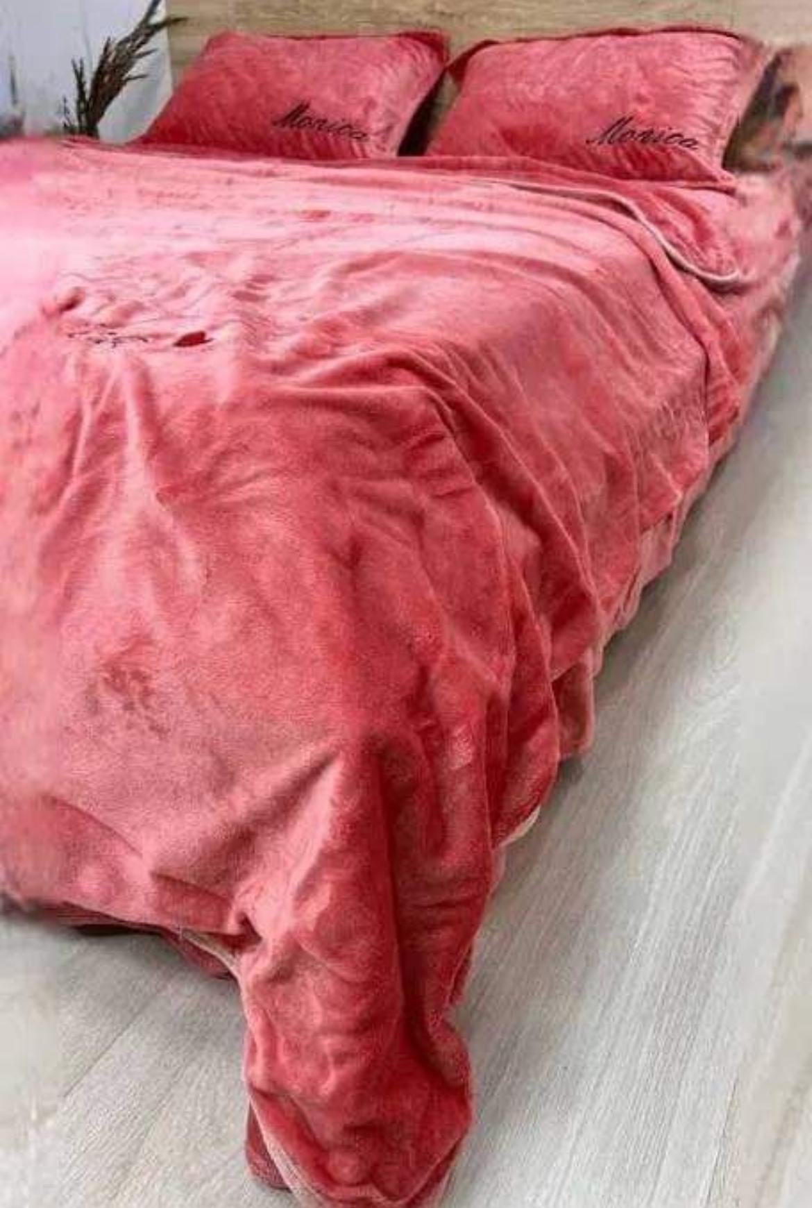 Постіль велюрова Koloco Monica євро Кораловий (21393784)