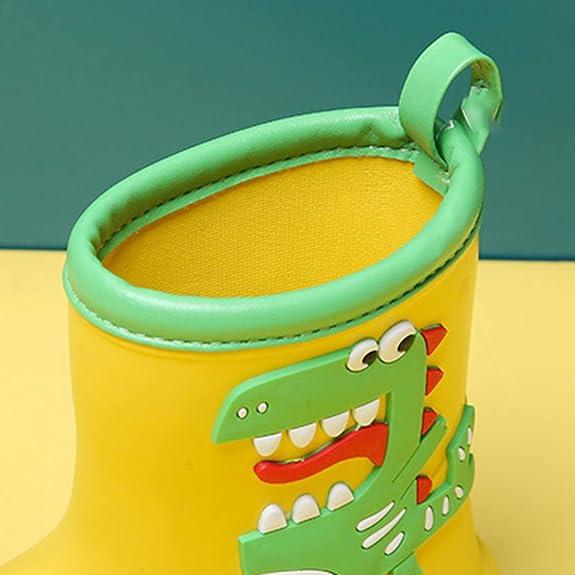 Сапоги детские для девочек с Динозавром резиновые водонепроницаемые р. 27 17,5 см Желтый (D-0002-1) - фото 4