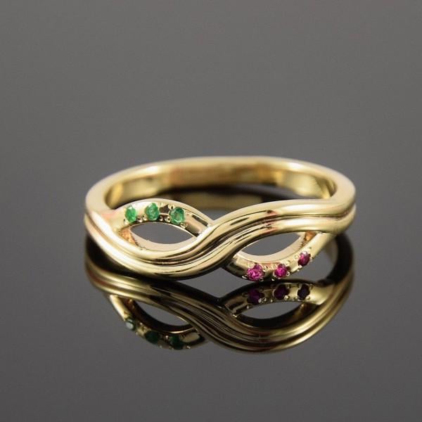 Кільце з жовтого золота зі смарагдами та рубінами (1618840972)