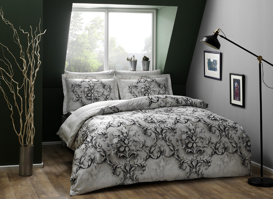 Постельное белье TАС Carissa Сатин digital Евро Серый