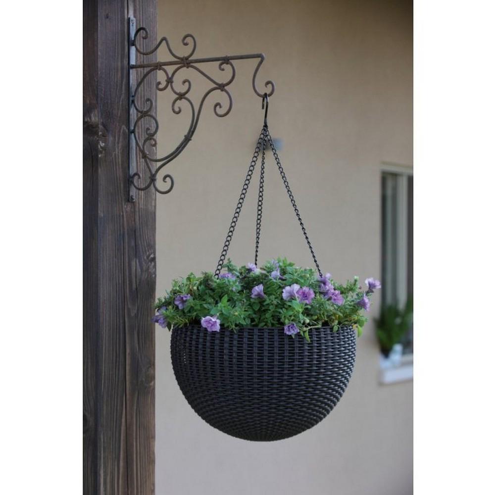 Подвесной горшок для цветов Keter Hanging Sphere Planter Графитовый (229545) - фото 3 Подвесной горшок для цветов Keter Hanging Sphere Planter Графитовый (229545) - фото 3