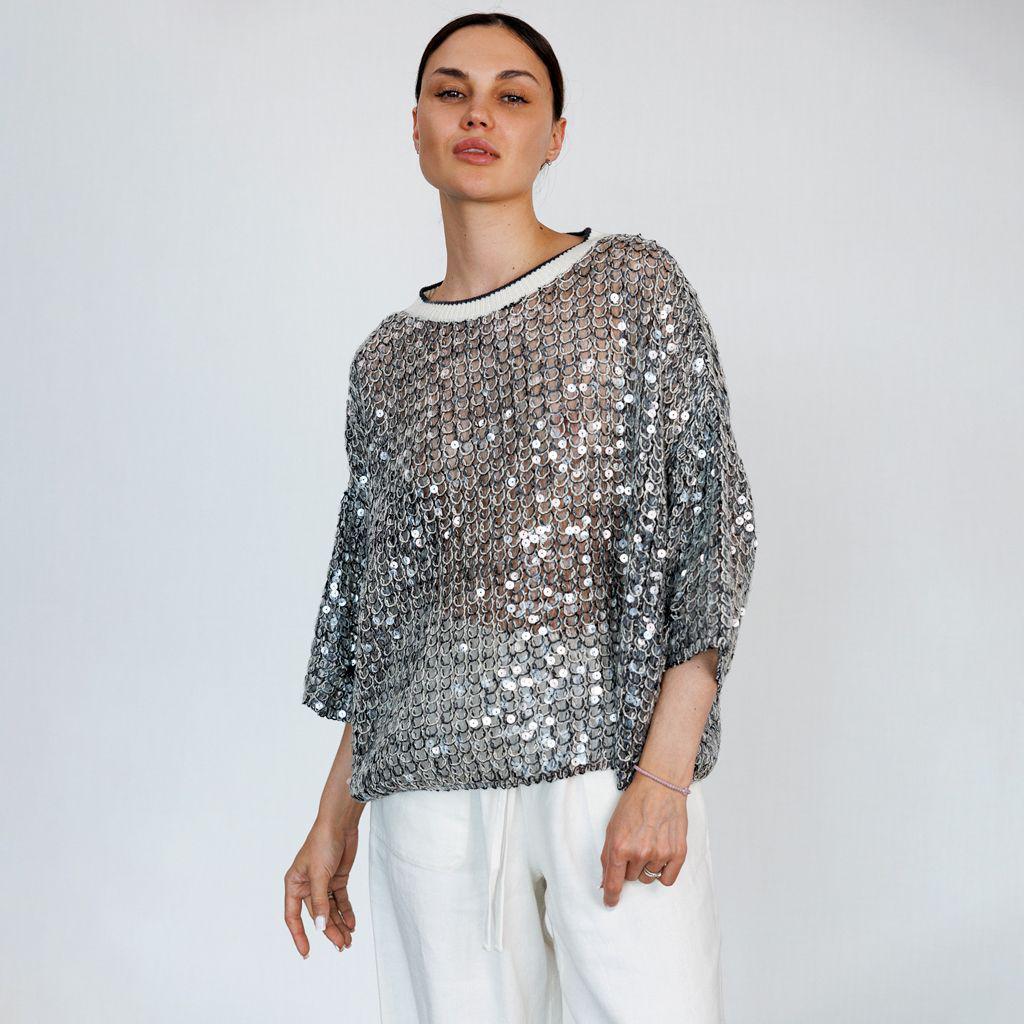 Светр жіночий повсякденний Brunello Cucinelli S Сріблястий (2797308096)