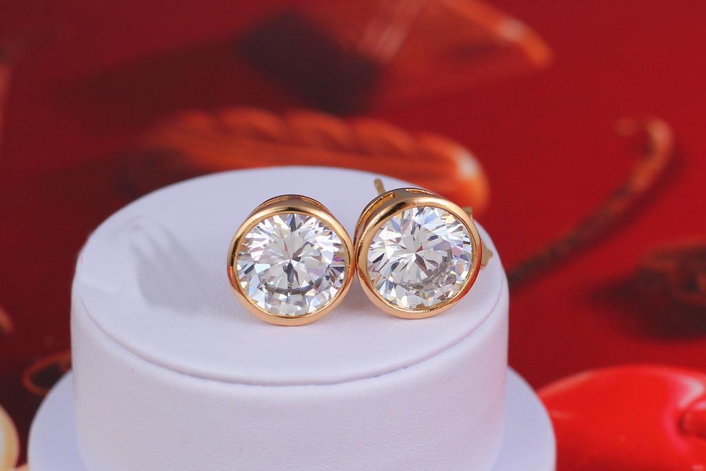 Серьги гвоздики  Xuping Jewelry Камень в ободке 12 мм Золотистый