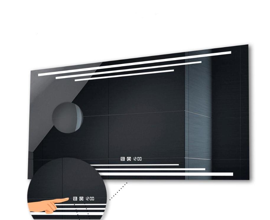 LED-зеркало 120x100 см с двумя сенсорами часами подогревом и линзой без подсветки модель Francisca (Franciscag227) LED-зеркало 120x100 см с двумя сенсорами часами подогревом и линзой без подсветки модель Francisca (Franciscag227)