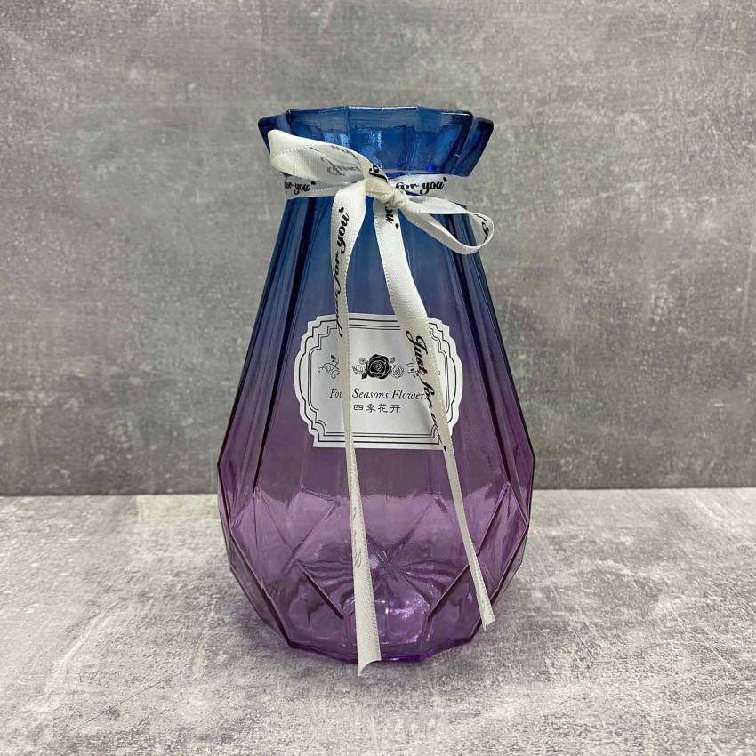 Ваза скляна CRYSTAL Angela 210414-39 17 см Блакитно-фіолетовий (1880711593)