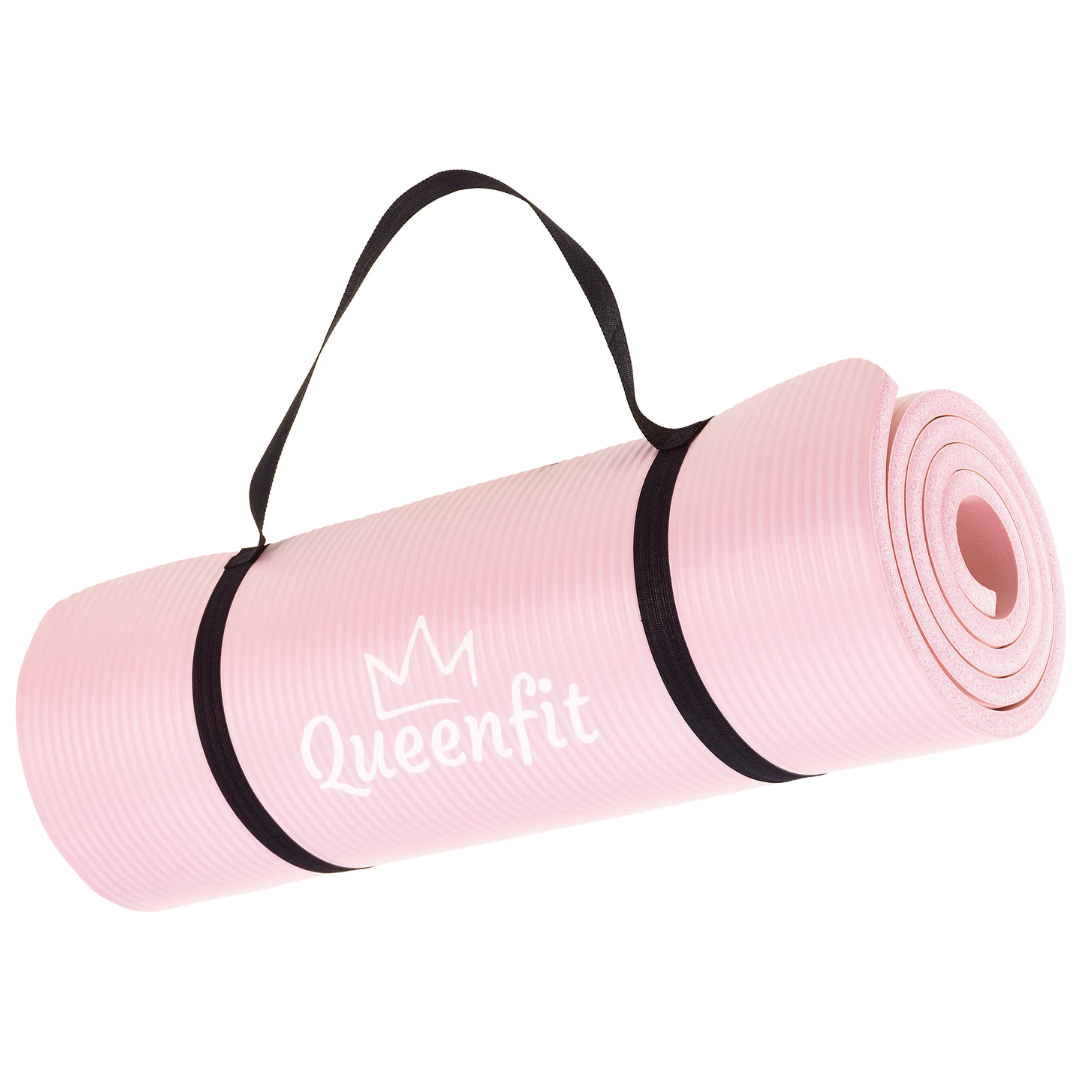 Коврик для фитнеса и йоги Queenfit NBR 1,5 см Розовый (11555809) - фото 4