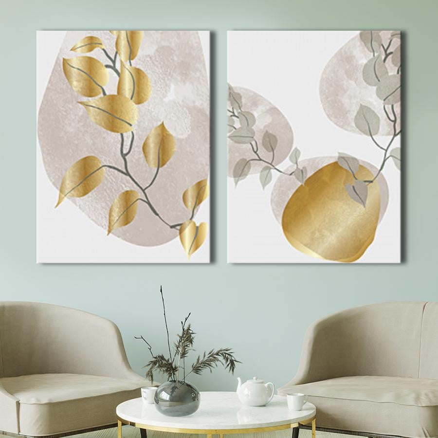 Модульна картина на полотні диптих Золото та гілки листя 79x50 см (MK21250) - фото 2