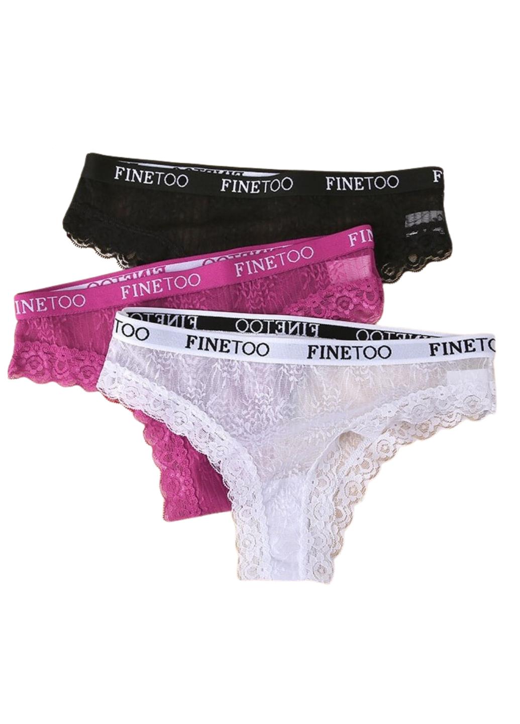 Комплект трусиков слипов женских FINETOO Легкость 636-42 кружевные S 3 шт. Разноцветный (10738951)