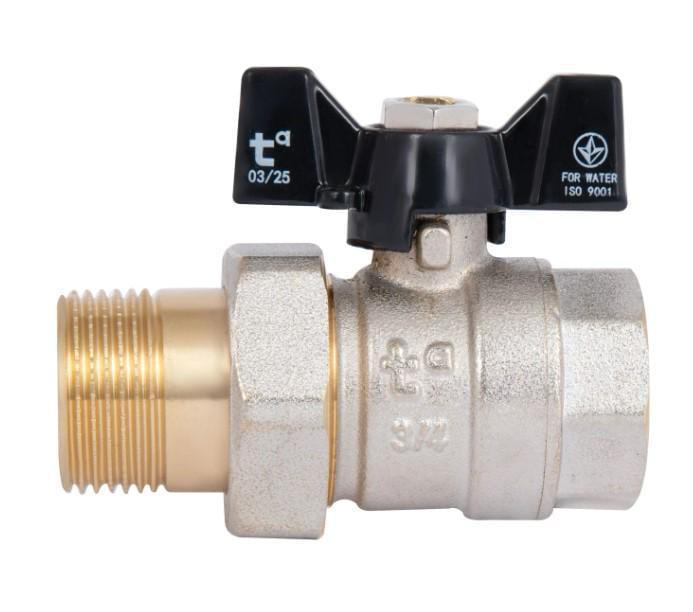 Кран шаровой с американкой Thermo Alliance Base 3/4" ВЗ прямой PN40 бабочка (SD221W20)