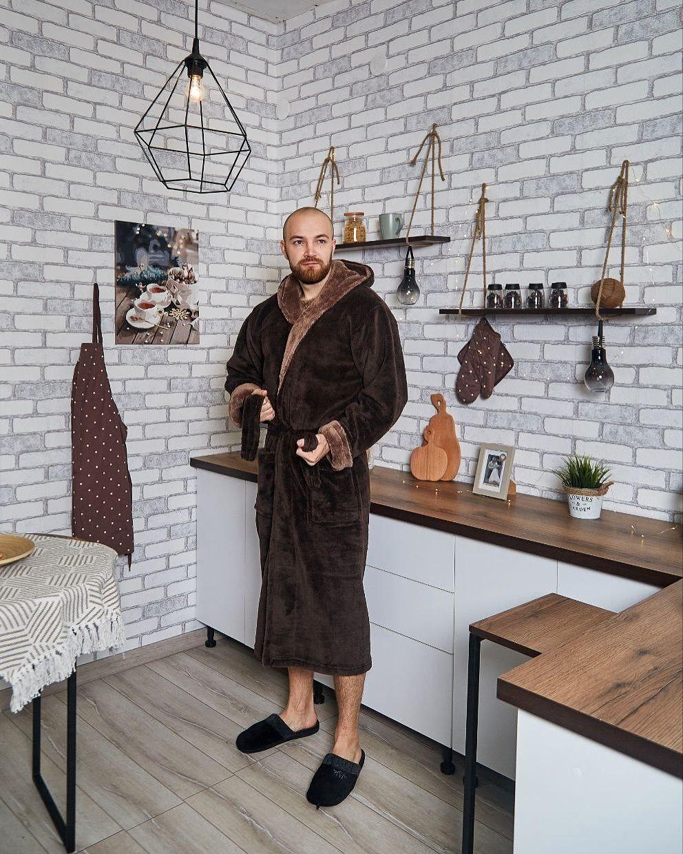 Халат мужской L Коричневый (Д-Al-male-halat-012)