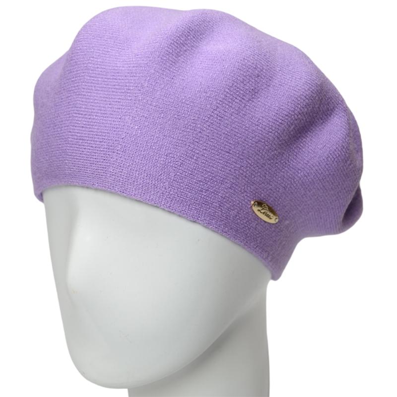 Берет женский двойной Novita Софи из вискозы теплый мягкий L р. 57-58 Сиреневый