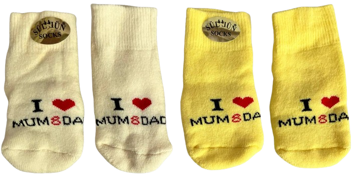 Набір шкарпеток для новонароджених I Love Mum and Dad від 0 до 6 місяців 2 пари (481)