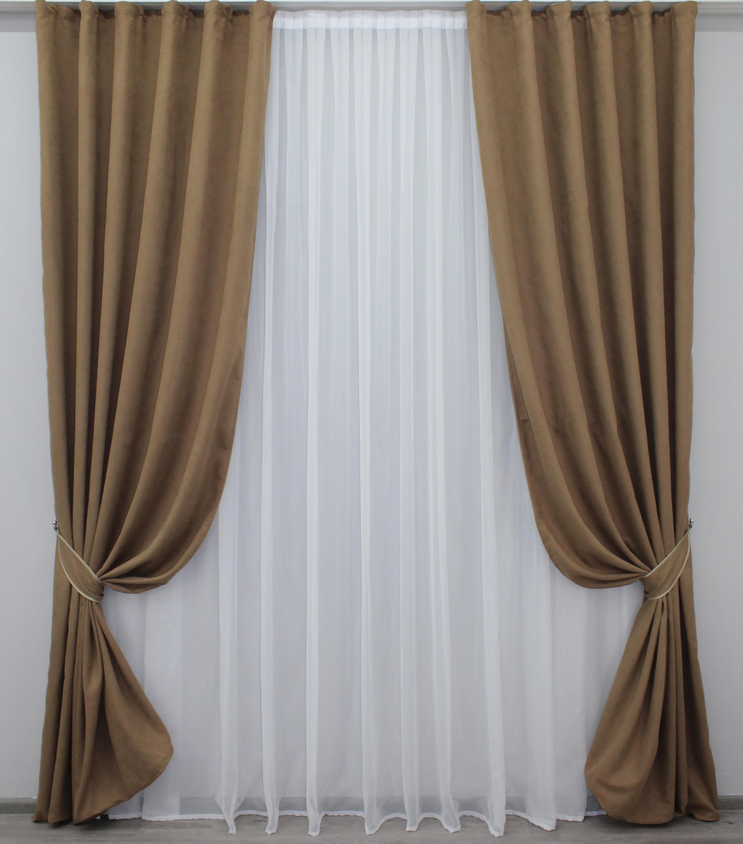 Комплект штор VR-Textil Petek № 1013ш микровелюр 100х270 см 2 шт. Миндальный(31-399)