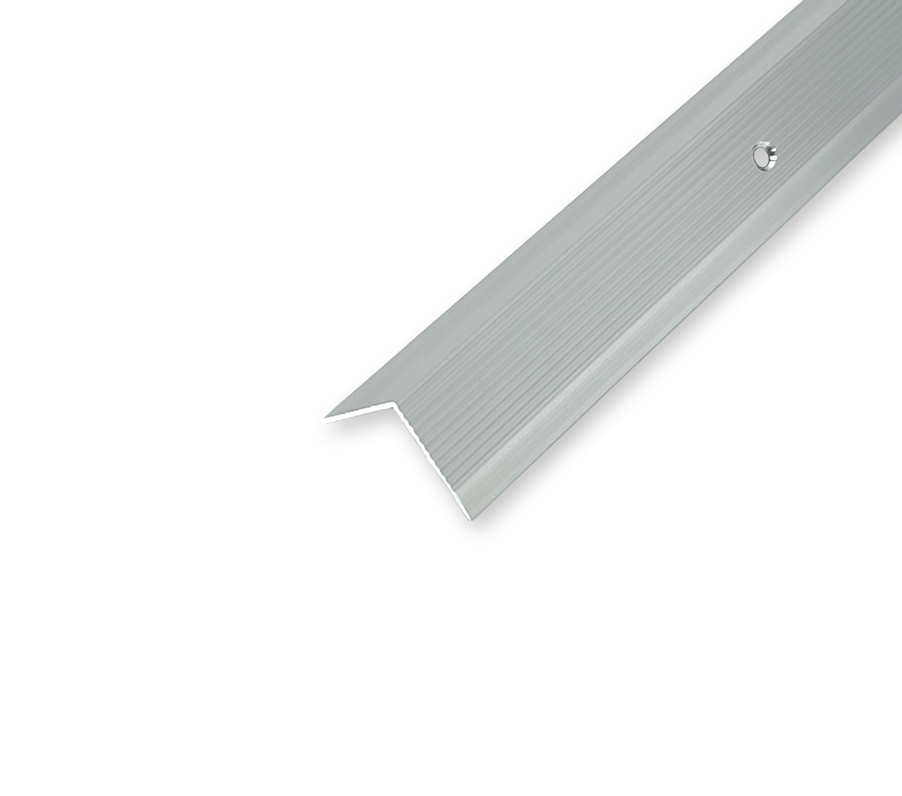 Порожек лестничный EURO CONCEPT алюминиевый рифленый БРП-061 анодированный 30,8x30,8 мм 1800 мм Серебряный